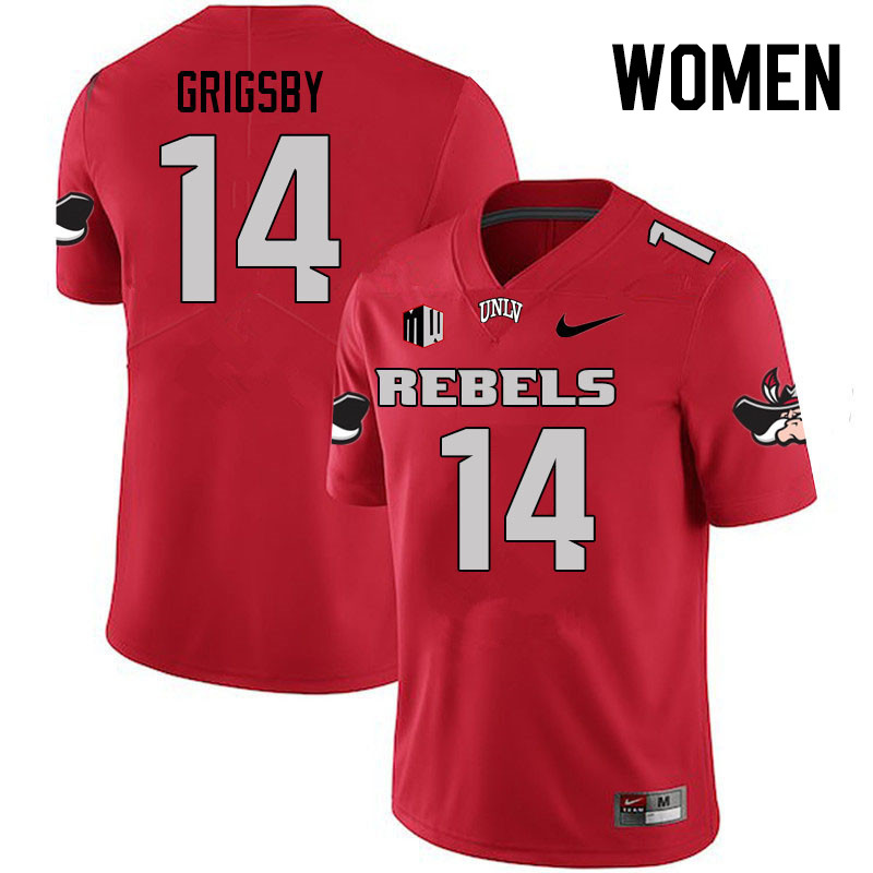 Women #14 Jah'Von Grigsby UNLV Rebels College Football Jerseys Stitched Sale-Scarlet - Click Image to Close